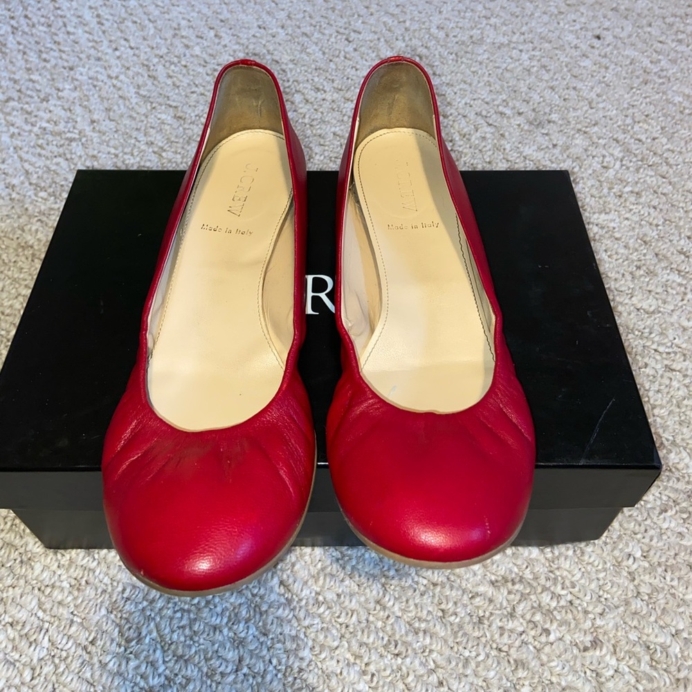 J. Crew Cece Ballet Flats, Made In Italy, Moroccan Red, Size 9 - Picture 4 of 8